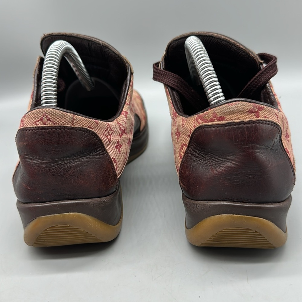 Louis Vuitton Burgundy & Pink Monogram Mini Lin Sneaker Women Size 40 EUR 8.5 US - Picture 5 of 8